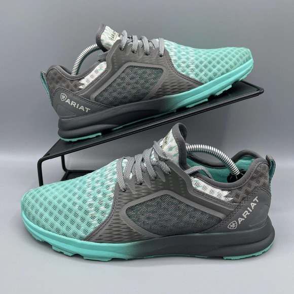Ariat Fuse Womens Sz 7B Shoes Mesh Teal Gray Breathable Athletic Comfort Sneaker - Picture 1 of 6